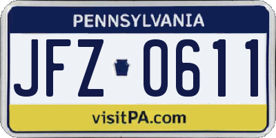 PA license plate JFZ0611