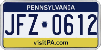 PA license plate JFZ0612