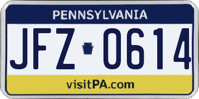 PA license plate JFZ0614