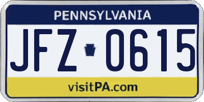 PA license plate JFZ0615