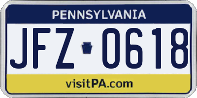 PA license plate JFZ0618