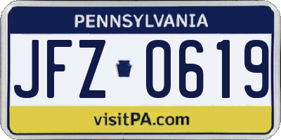 PA license plate JFZ0619