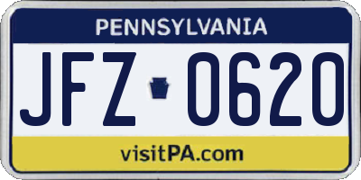 PA license plate JFZ0620