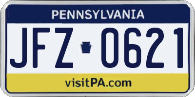 PA license plate JFZ0621