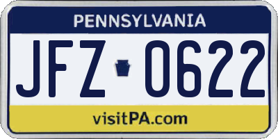 PA license plate JFZ0622
