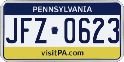PA license plate JFZ0623