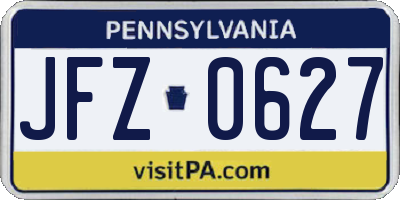 PA license plate JFZ0627