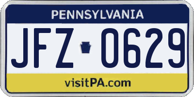 PA license plate JFZ0629