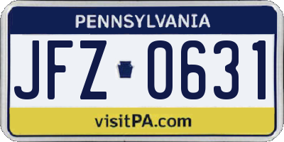 PA license plate JFZ0631