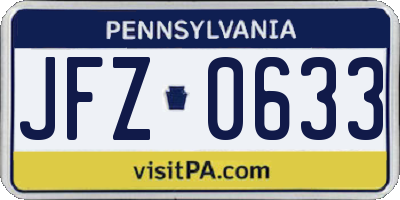 PA license plate JFZ0633
