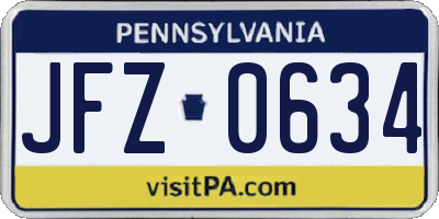 PA license plate JFZ0634