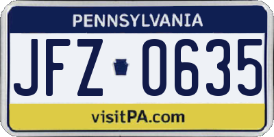 PA license plate JFZ0635