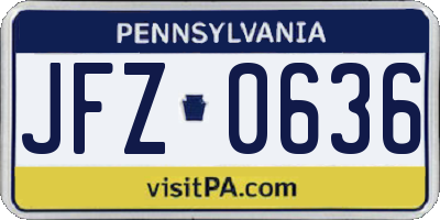 PA license plate JFZ0636