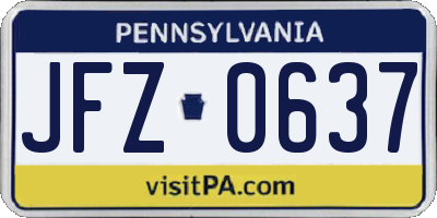 PA license plate JFZ0637
