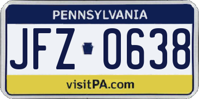 PA license plate JFZ0638