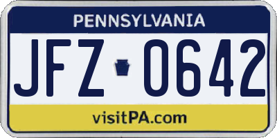 PA license plate JFZ0642