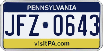 PA license plate JFZ0643