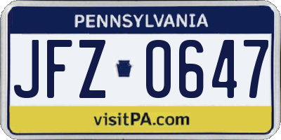 PA license plate JFZ0647