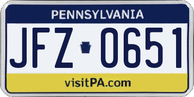PA license plate JFZ0651