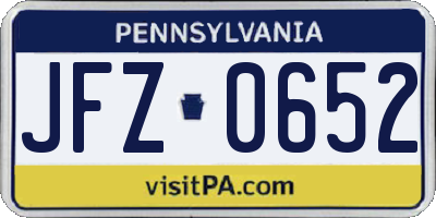 PA license plate JFZ0652