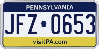 PA license plate JFZ0653
