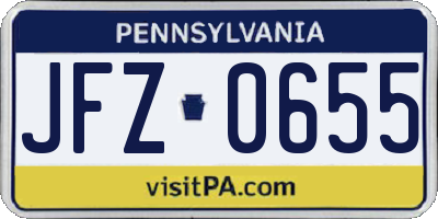 PA license plate JFZ0655