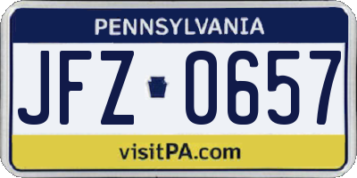 PA license plate JFZ0657