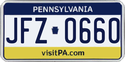 PA license plate JFZ0660