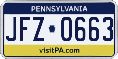 PA license plate JFZ0663