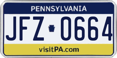 PA license plate JFZ0664