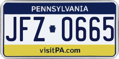 PA license plate JFZ0665