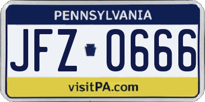 PA license plate JFZ0666