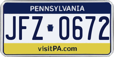 PA license plate JFZ0672