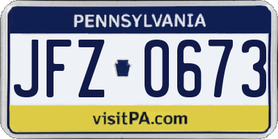 PA license plate JFZ0673