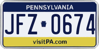 PA license plate JFZ0674