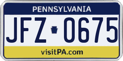 PA license plate JFZ0675