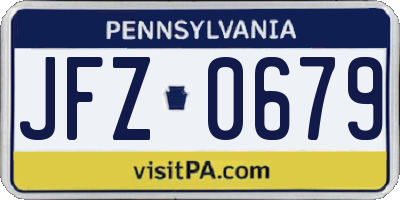 PA license plate JFZ0679