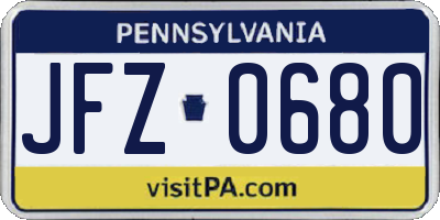 PA license plate JFZ0680
