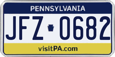 PA license plate JFZ0682
