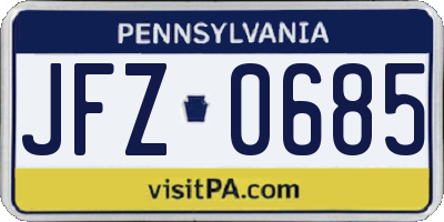 PA license plate JFZ0685