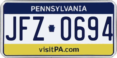 PA license plate JFZ0694