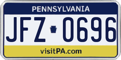 PA license plate JFZ0696
