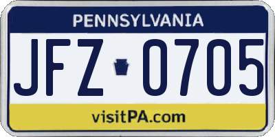 PA license plate JFZ0705