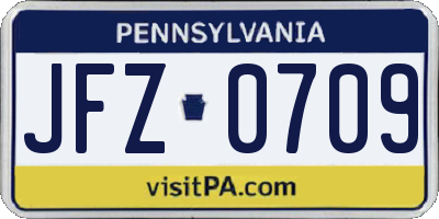 PA license plate JFZ0709