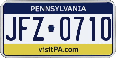 PA license plate JFZ0710