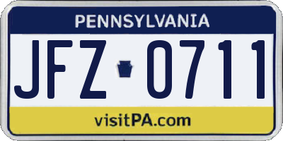 PA license plate JFZ0711