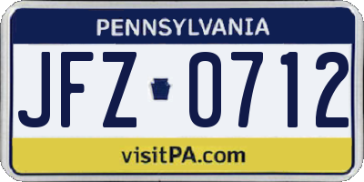 PA license plate JFZ0712