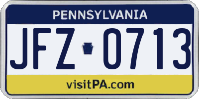 PA license plate JFZ0713