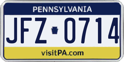 PA license plate JFZ0714