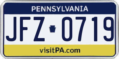 PA license plate JFZ0719